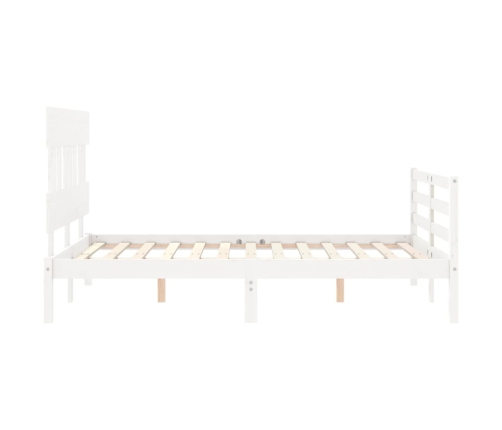 Estructura de cama con cabecero madera maciza blanco 120x200 cm