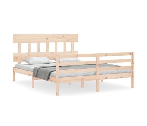 Estructura de cama con cabecero madera maciza 160x200 cm