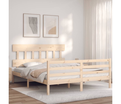 Estructura de cama con cabecero madera maciza 160x200 cm