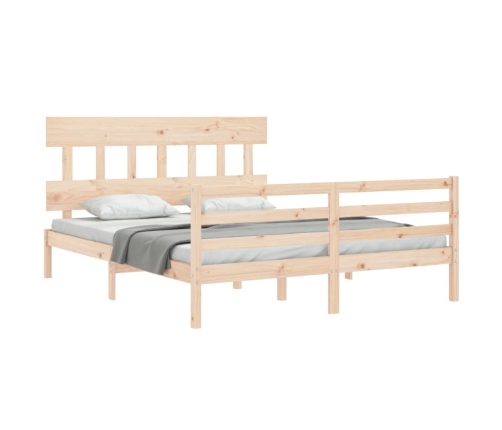 Estructura de cama con cabecero madera maciza 160x200 cm