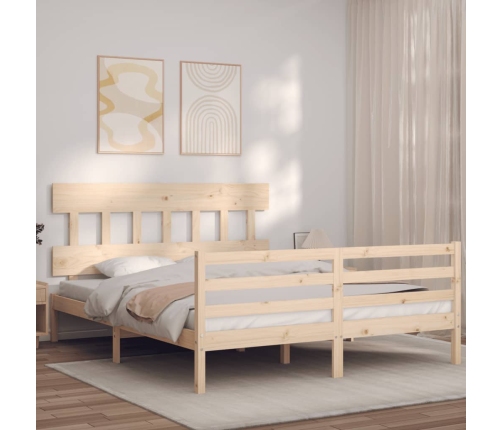 Estructura de cama con cabecero madera maciza 160x200 cm