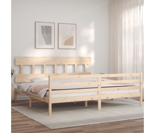 Estructura de cama de matrimonio con cabecero madera maciza