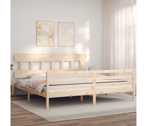 Estructura de cama de matrimonio con cabecero madera maciza