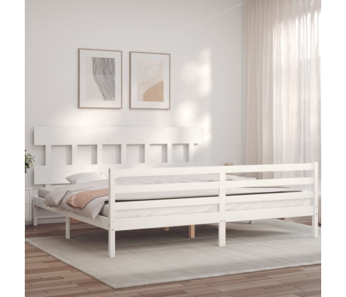 Estructura cama de matrimonio con cabecero madera maciza blanco
