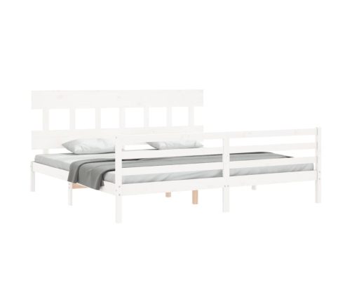 Estructura cama de matrimonio con cabecero madera maciza blanco