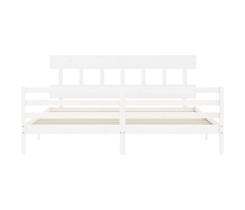 Estructura cama de matrimonio con cabecero madera maciza blanco
