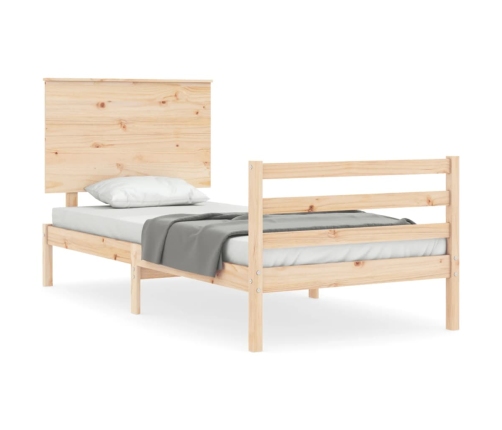 Estructura de cama individual con cabecero madera maciza