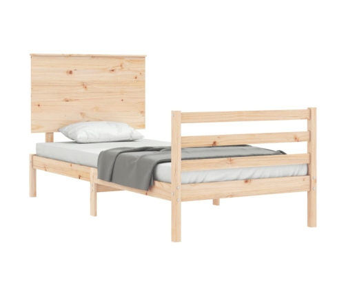 Estructura de cama individual con cabecero madera maciza