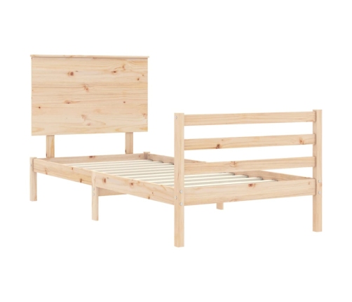 Estructura de cama individual con cabecero madera maciza