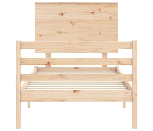 Estructura de cama individual con cabecero madera maciza