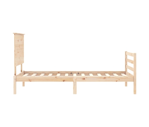 Estructura de cama individual con cabecero madera maciza