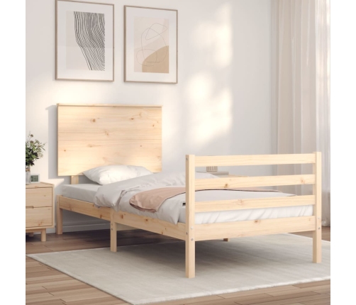 Estructura de cama con cabecero madera maciza