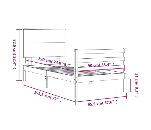 Estructura de cama con cabecero madera maciza