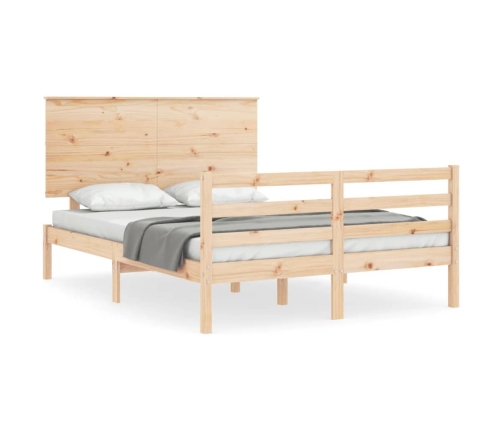 Estructura de cama de matrimonio con cabecero madera maciza