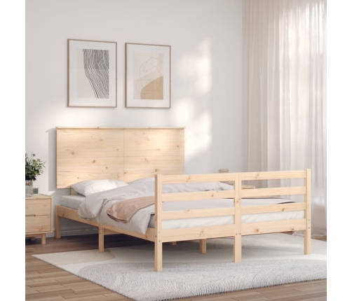 Estructura de cama de matrimonio con cabecero madera maciza