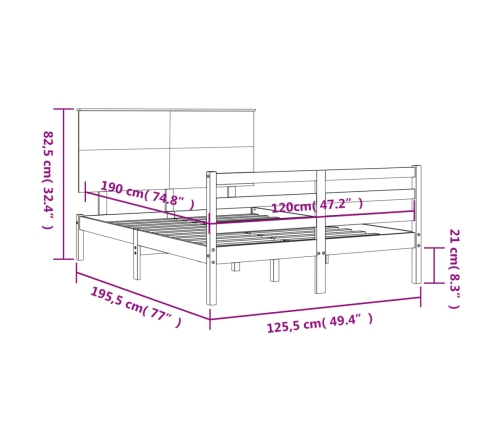 Estructura de cama de matrimonio con cabecero madera maciza