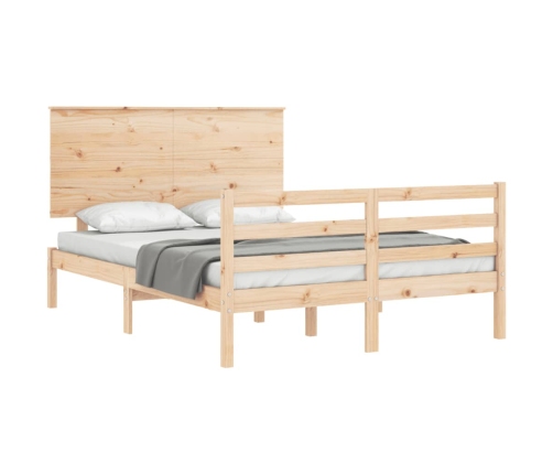 Estructura de cama de matrimonio con cabecero madera maciza