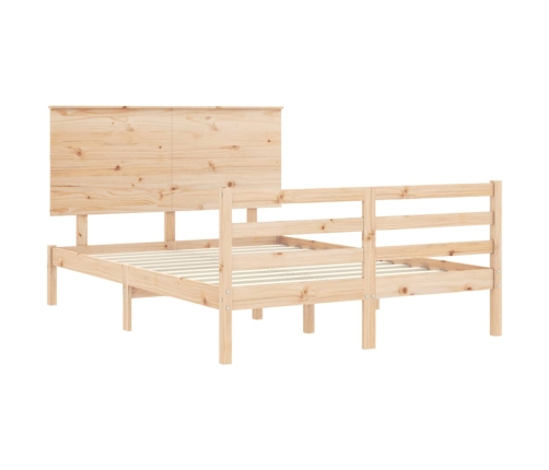 Estructura de cama con cabecero madera maciza 140x190 cm