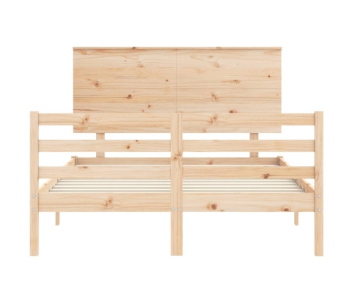 Estructura de cama con cabecero madera maciza 140x190 cm