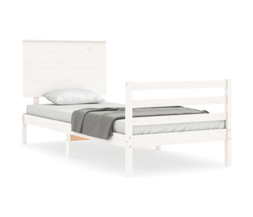 Estructura de cama con cabecero madera maciza blanco 90x200 cm