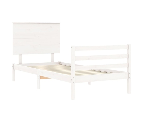 Estructura de cama con cabecero madera maciza blanco 90x200 cm