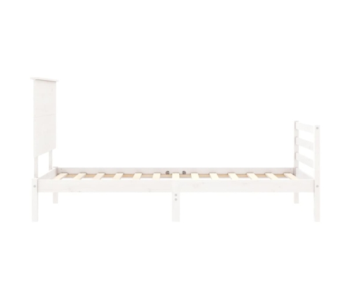 Estructura de cama con cabecero madera maciza blanco 90x200 cm