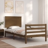 Estructura cama con cabecero madera maciza marrón miel 90x200cm