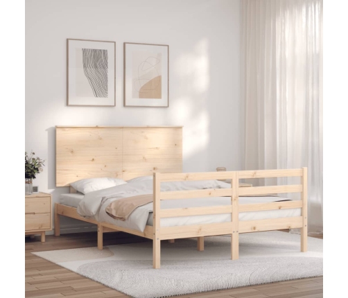 Estructura de cama con cabecero madera maciza 120x200 cm