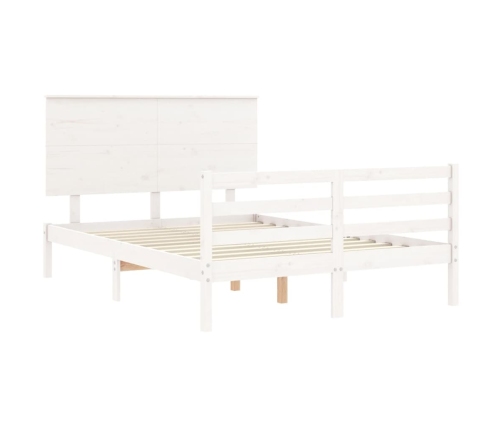 Estructura de cama con cabecero madera maciza blanco 120x200 cm