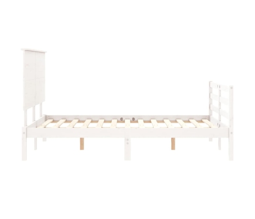 Estructura de cama con cabecero madera maciza blanco 120x200 cm