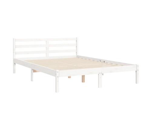 Estructura de cama con cabecero madera maciza blanco 120x200 cm