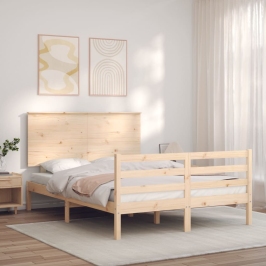 Estructura de cama con cabecero madera maciza 140x200 cm