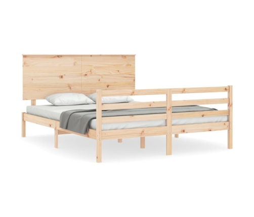 Estructura de cama de matrimonio con cabecero madera maciza