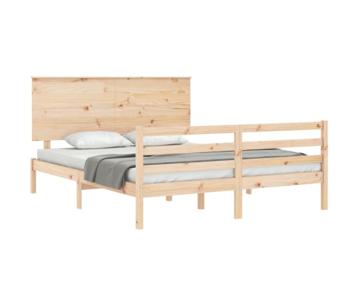 Estructura de cama de matrimonio con cabecero madera maciza