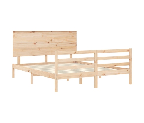 Estructura de cama de matrimonio con cabecero madera maciza
