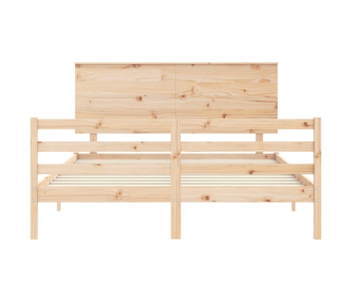Estructura de cama de matrimonio con cabecero madera maciza