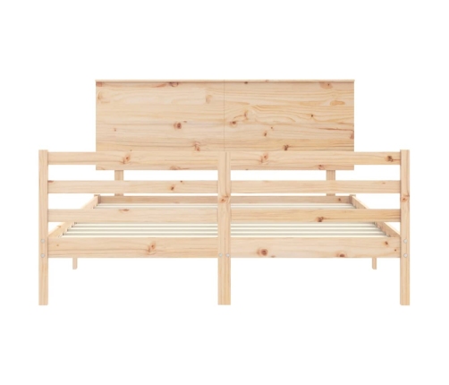 Estructura de cama con cabecero madera maciza 160x200 cm