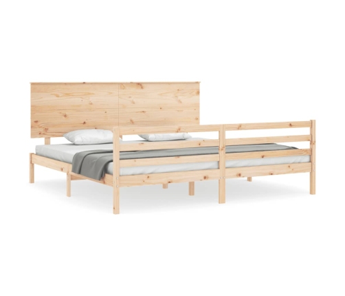 Estructura de cama de matrimonio con cabecero madera maciza