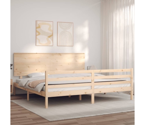 Estructura de cama de matrimonio con cabecero madera maciza