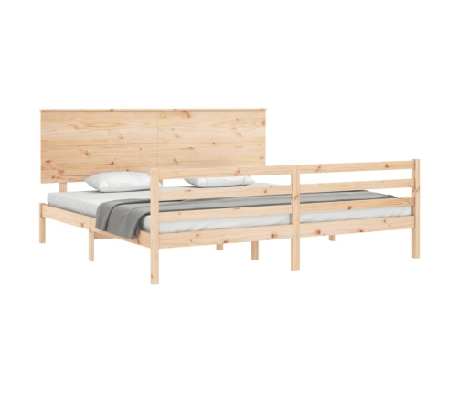 Estructura de cama de matrimonio con cabecero madera maciza