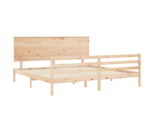 Estructura de cama de matrimonio con cabecero madera maciza