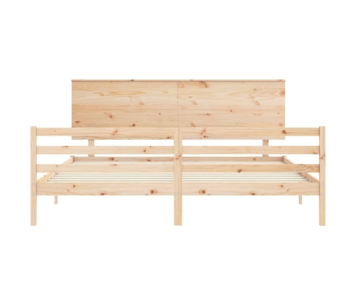 Estructura de cama de matrimonio con cabecero madera maciza
