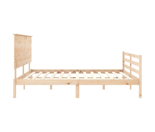 Estructura de cama de matrimonio con cabecero madera maciza