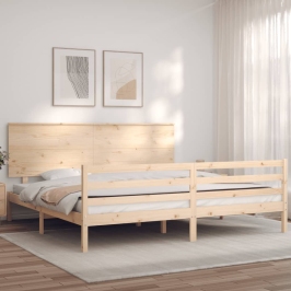 Estructura de cama con cabecero madera maciza 200x200 cm