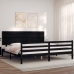 Estructura de cama con cabecero madera maciza negro 200x200 cm