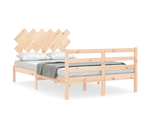 Estructura de cama de matrimonio con cabecero madera maciza