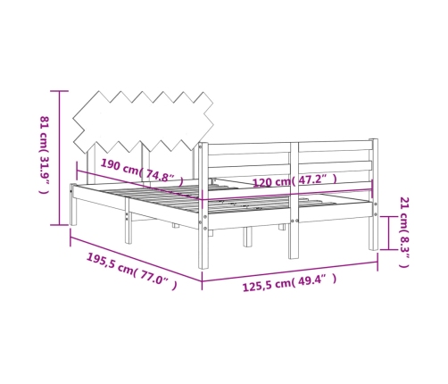 Estructura de cama de matrimonio con cabecero madera maciza