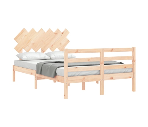 Estructura de cama de matrimonio con cabecero madera maciza