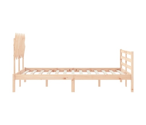 Estructura de cama de matrimonio con cabecero madera maciza