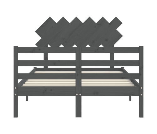 Estructura cama de matrimonio con cabecero madera maciza gris